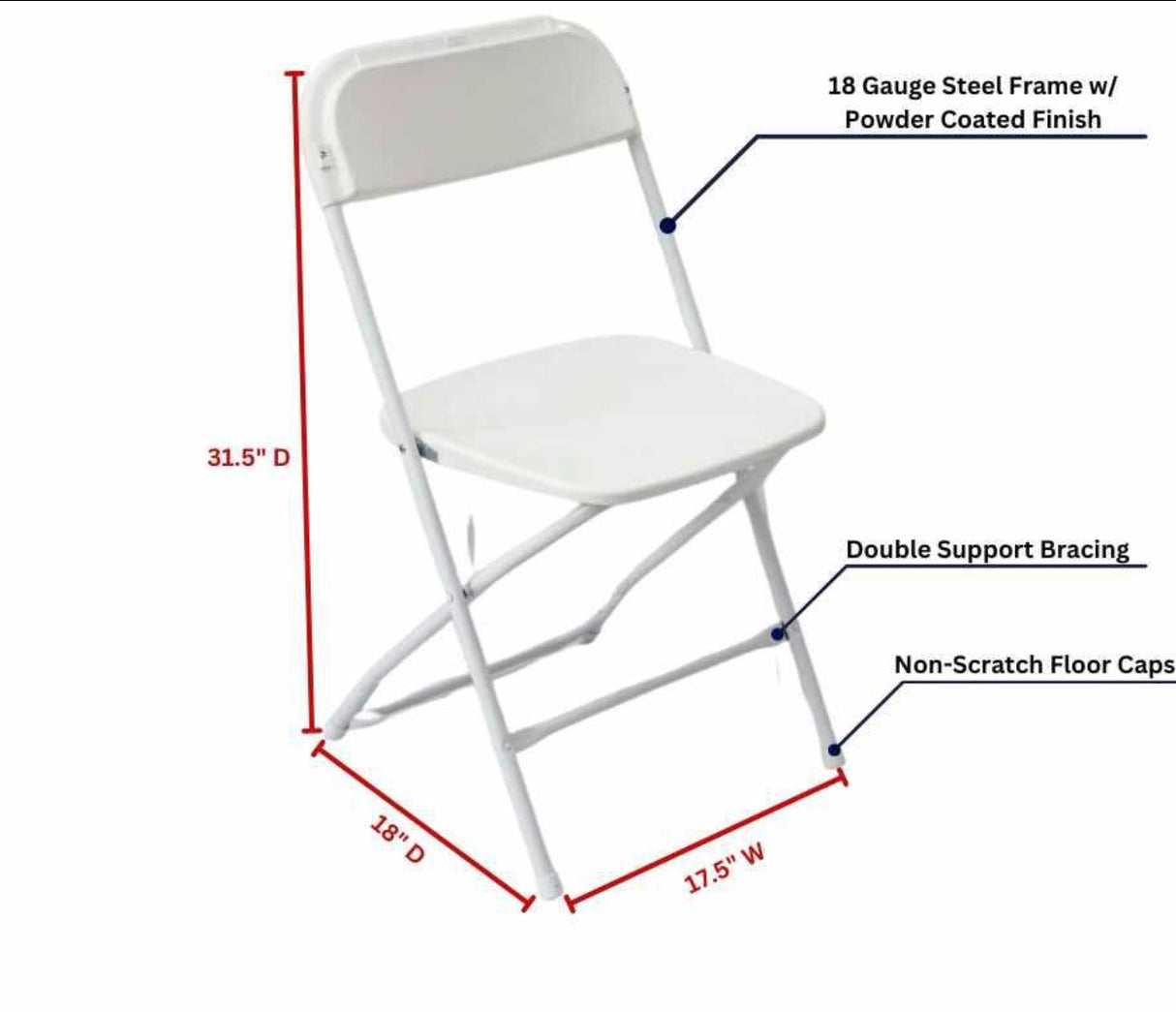 HD Pro Gray Plastic Folding Chair